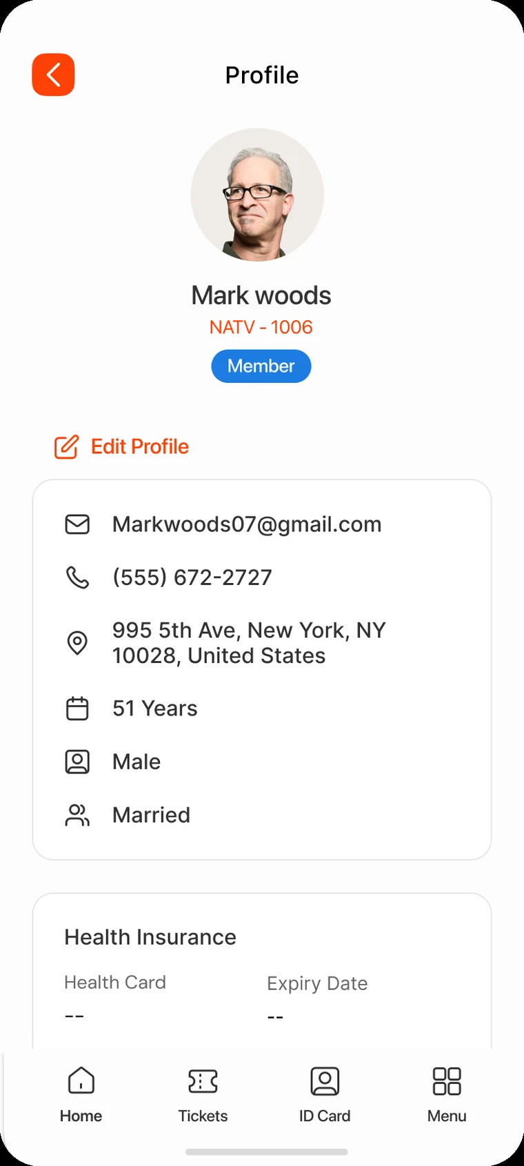 Mark Woods' profile in the ChurchPlan app